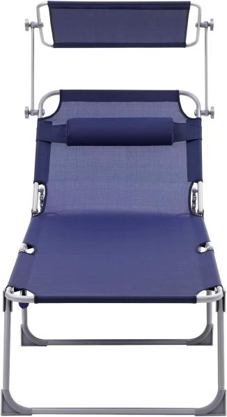 Songmics Sonnenliege mit Sonnenschutz, Kopfstütze & verstellbarer Rückenlehne, klappbar, 200 x 71 x 38 cm, Lila Bild 8