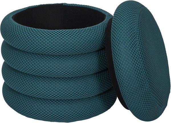 HOME DECO FACTORY, HD0424, Aufbewahrungshocker im modernen und eleganten Design, Praktisch und leicht, großzügige Stauraumkapazität, Größe 37 x 42 x 37 cm, Blaue Farbe