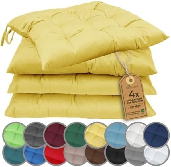NatureMark Sitzkissen Sitzkissen 40 X 40 CM, Universal Sitzpolster Kissen, schadstoffgeprüft, Gelb