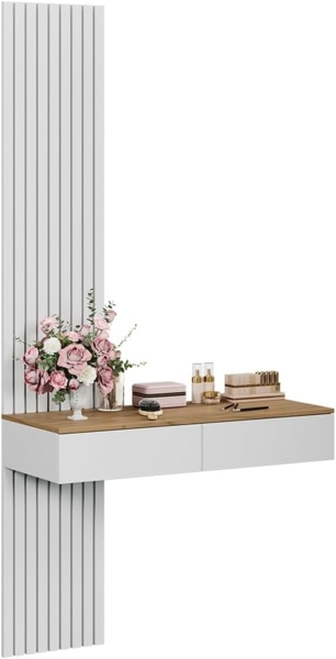 Schminktisch Melina Weiß/Eiche 100 cm mit 2 Schubladen Vicco