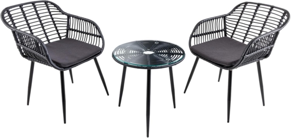 riess-ambiente Balkonset PARIS schwarz, (Set, 3-tlg), Garten · Terrasse · Tisch · Stühle · Sitzgruppe · Outdoor · Design