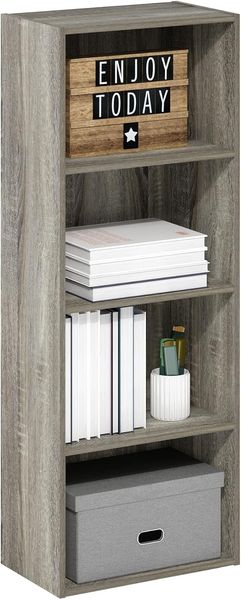 Furinno Luder Bücherregal mit offenem Regal, 4-stöckig, französische Eiche