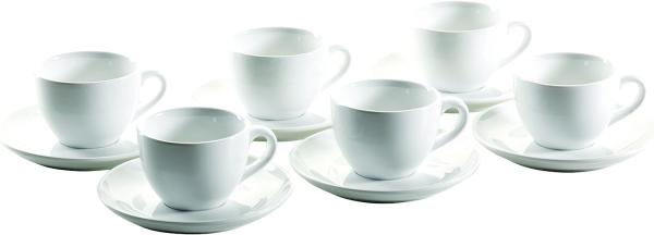 Mäser 924227 COLOMBIA Kaffeetasse mit Unterteller, weiß, 12-teilig (1 Set)