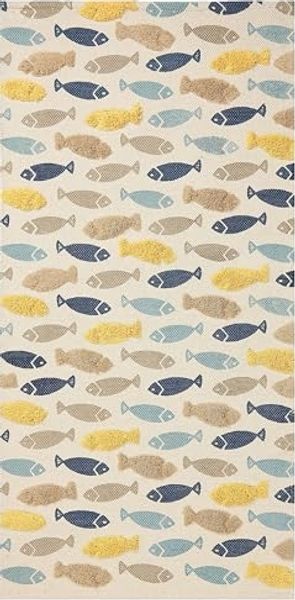 Kinderteppich Baumwolle mehrfarbig 80 x 150 cm Fischmotiv IPUH