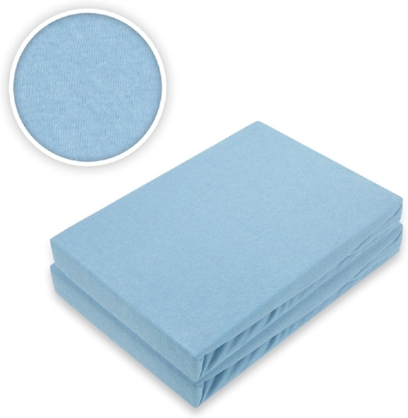 Jersey Spannbettlaken Doppelpack 200 x 220 cm Hellblau Bild 2