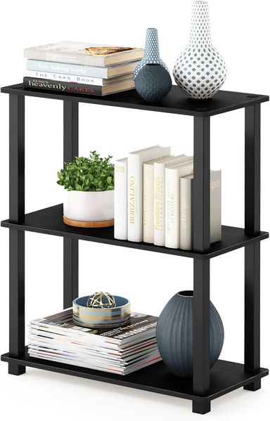 Furinno kompaktes Mehrzweck-Regal mit 3 Ebenen, holz, Americano/Schwarz, 29. 46x59. 94x75. 18 cm