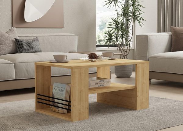 Hanah Home Sapphire Coffee Table, 80 x 50 x 40 cm | 100% Melamine Coated Particle Board, 18 mm Thick | Stylish & Durable for Modern Living Spaces