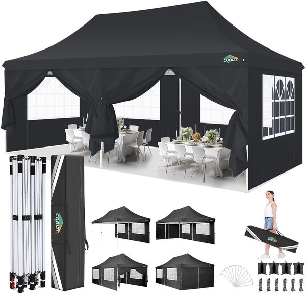 COBIZI Faltpavillon 3X6m Wasserdicht Stabil Pavillon 3x6 m, Partyzelt Faltbar Anti-UV mit 6 Seitenwänden & 4 Sandsack, Gartenpavillon für Hochzeiten, Freien, Garten, Party