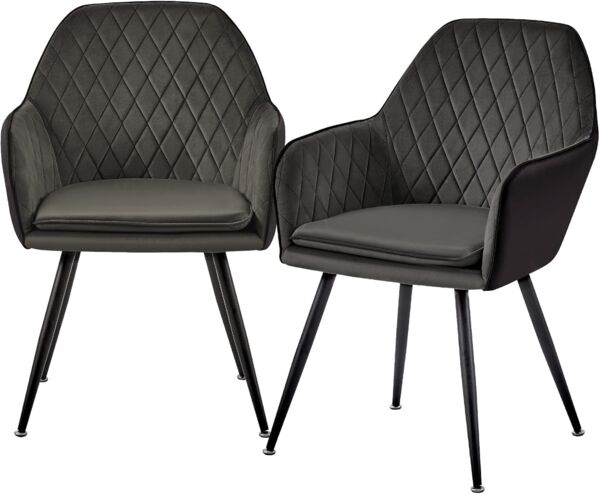 TRISENS Esszimmerstuhl (2 St), Armlehnenstuhl mit abgestepptem Bezug Essstuhl in Samt- und Lederoptik