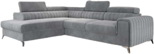 Designer Sofa Tirenni mit Schlaf- und Klappfunktion Hellgrau Links