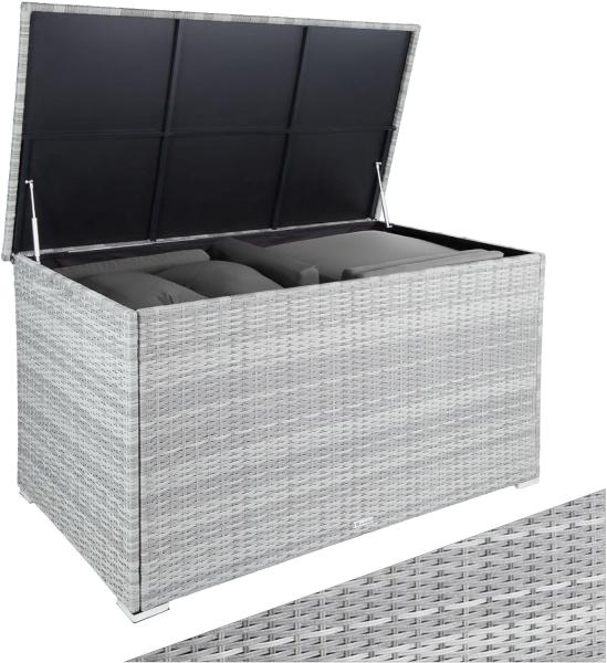 tectake Gartenbox Auflagenbox (1 St, Auflagenbox), Aufbewahrungsbox mit Aluminiumgestell und Rattangeflecht