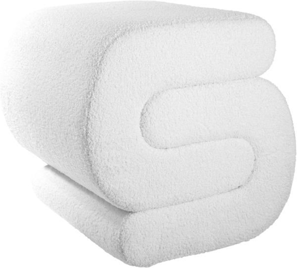 GILDE Hocker Griffo - MDF und Polyester - strukturiert - weiß - Höhe 46cm x Breite 48cm - Teddyhocker - Hingucker - Schlafzimmer Bild 2