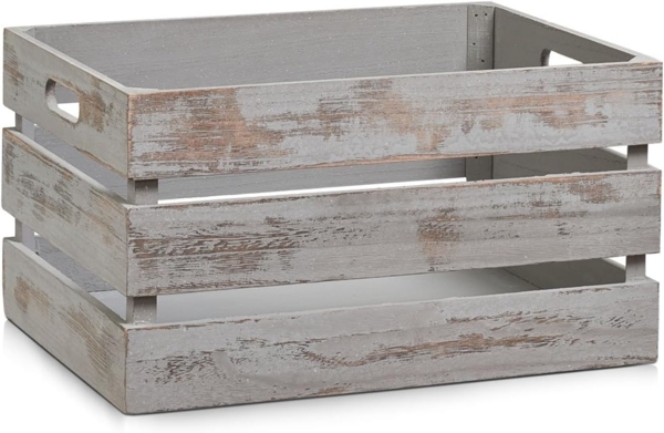 Zeller 15138 Aufbewahrungs-Kiste, Holz, Vintage grau, 39 x 29 x 21 cm