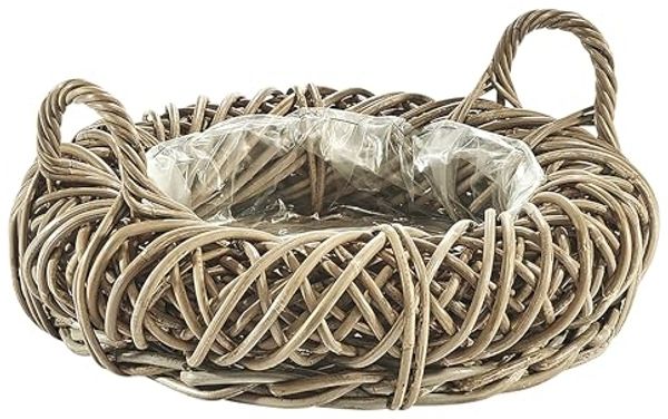 Kobolo Pflanzkübel Pflanzschale aus Rattan in Kubu grey mit Folie