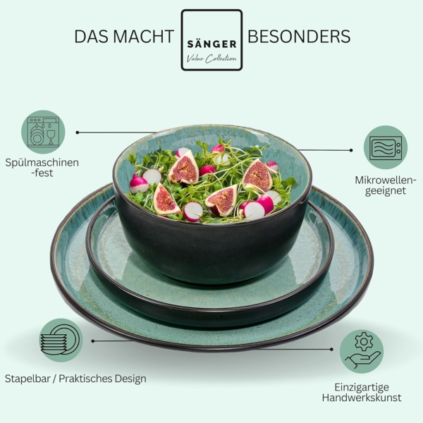 SÄNGER Steingut Geschirrset Fiji, Tafelservice 24 teilig für 6 Personen Bild 5