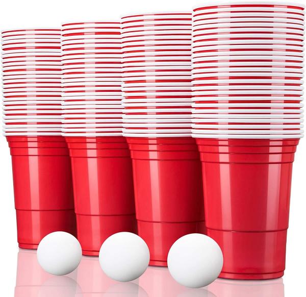 TRESKO Partybecher, 100 Stück, ohne Bälle, Polypropylen rot, 473 ml