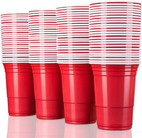 TRESKO Partybecher ohne Bälle, 100 Stück, Polypropylen rot, 473 ml