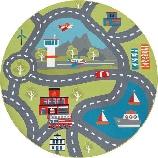 Paco Home Kinderteppich Bino 562, rechteckig, Höhe: 4 mm, Kurzflor, Straßen-Spiel-Teppich, Motiv Flughafen, Kinderzimmer Bild 6