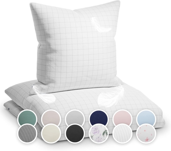 Soft Wonder-Edition Bettwäsche 135x200 cm Grau / Weiß kariert