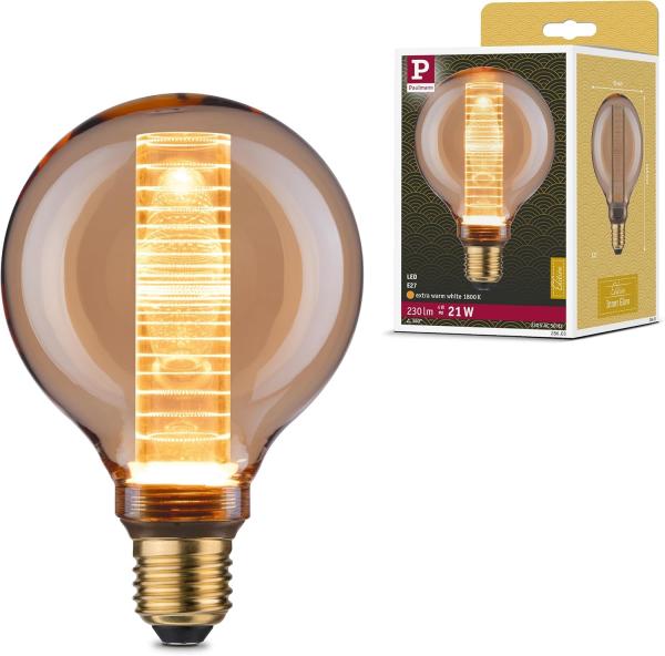 Paulmann Inner Glow Edition LED Globe Innenkolben Ringmuster E27 230V 200lm 4W 1800K Gold #28603