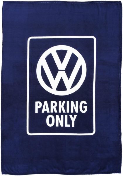 BRISA VW Collection - Weiche Volkswagen Kuschel-Fleece-Schmuse-Decke mit Volkswagen Logo Design (150x200 cm/Parking Only/Blau)