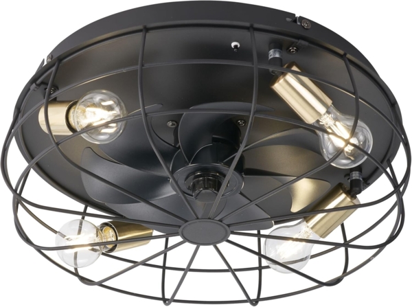 Deckenventilator, Fernbedienung, 3-Stufen, schwarz, D 48 cm