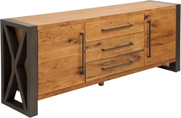 riess-ambiente Sideboard THOR 200cm natur, Massivholz · Anrichte · Wildeiche · Kommode · Industrial · Wohnzimmer