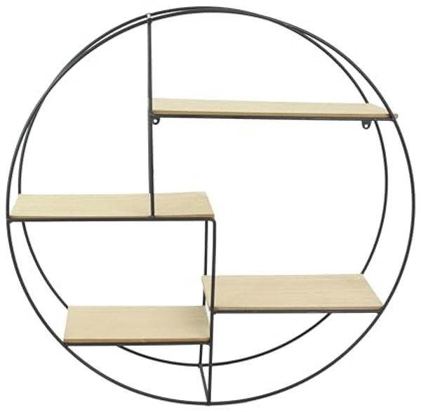 HOME DECO FACTORY HD4406 Regal, Holz, Metall, rund, 50 x 10 x 50 cm, Möbel, zur Aufbewahrung, Ausstellung