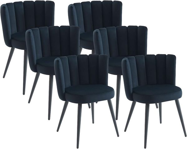 Vente-unique - PRANILA Stuhl SamtStoff Schwarz - B 55 cm x H 78,5 cm x L 59 cm