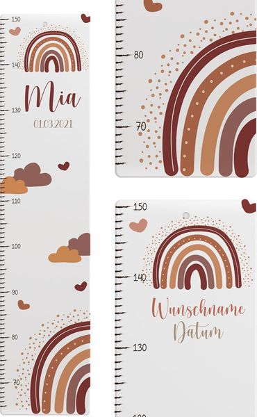 KIDSMOOD - Messlatte für Kinderzimmer Personalisiert, 70-140 cm - Messlatte Kinder Holz personalisiert Mit Namen für Baby- & Kleinkinderzimmer - Individuelles Geschenk für Kinder und Babys zum Geburt