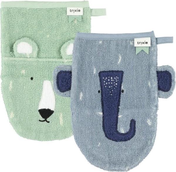 Trixie Waschhandschuhe, 2er-Pack Polar Bear - Elephant