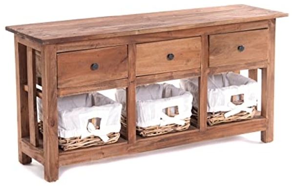 DESIGN DELIGHTS Kommode KOMMODE RANTAN, 98 cm, Massivholz, Sideboard mit Körben