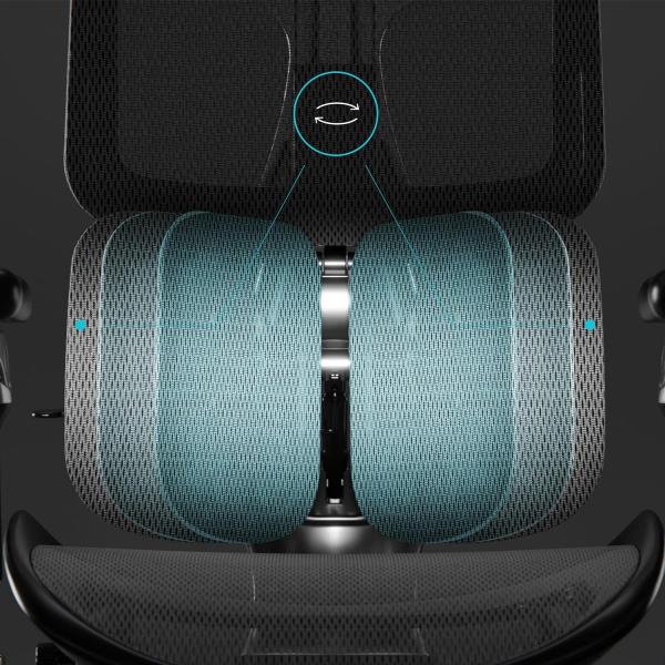 Diablo Brave V-Kinetic Bürostuhl Ergonomisch Schreibtischstuhl Chefsessel mit Fußstütze 5D Armlehnen Netzstoff Lendenwirbelstütze Verstellbarer Sitz Belastbar bis 120 kg (Schwarz) Bild 8