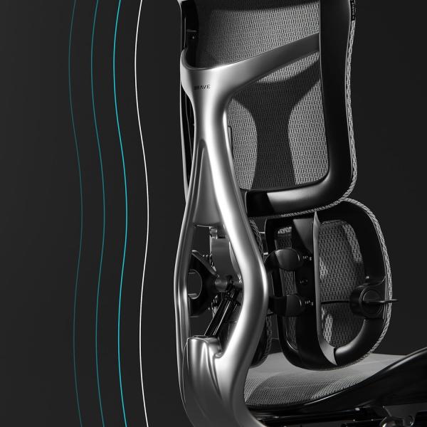 Diablo Brave V-Kinetic Bürostuhl Ergonomisch Schreibtischstuhl Chefsessel mit Fußstütze 5D Armlehnen Netzstoff Lendenwirbelstütze Verstellbarer Sitz Belastbar bis 120 kg (Schwarz) Bild 9