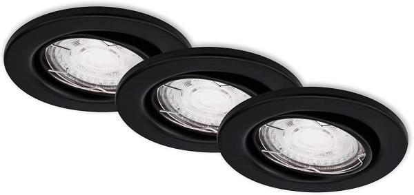 Di-Ka LED Einbauleuchte Sten 3er Set schwarz-matt Ø 8,5 cm GU10 5 W