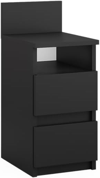 Vicco Nachttisch Schwarz 25 x 59.1 cm mit 2 Schubladen, Monty