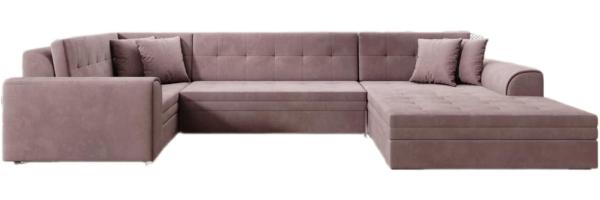 Designer Sofa Velio mit Schlaffunktion Samt Rosé Rechts