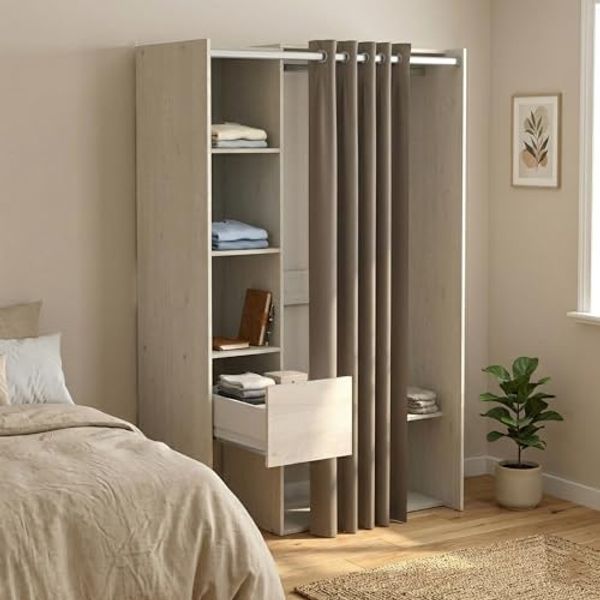 Dmora - Großer Kleiderschrank Arnon, Schlafzimmermöbel, Schrank, Garderobe, 119x50 h183 cm, Eiche