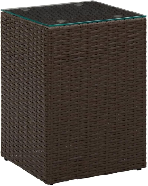 vidaXL Beistelltisch mit Glasplatte Braun 35x35x52 cm Poly Rattan 316377