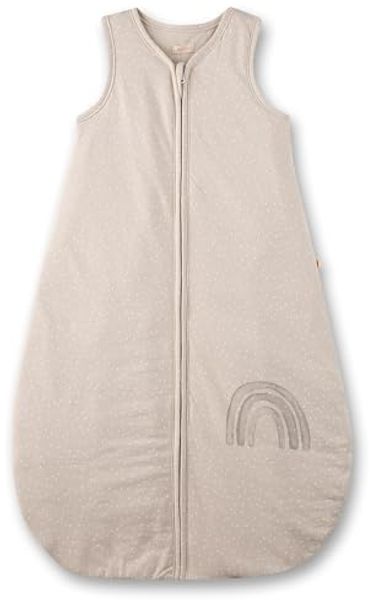 SANETTA Baby-Schlafsack Beige | Praktischer und bequemer Unisex-Schlafsack aus Bio-Baumwolle. Baby-Schlafsack mit Reißverschluss und Regenbogen-Print | Baby Sleeping Bag