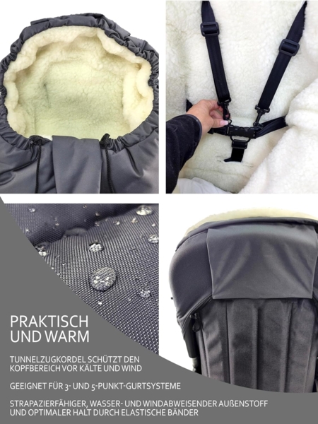 BambiniWelt by Rafael K. Fußsack Winterfußsack Fußsack für Kinderwagen Buggy mumienform Wolle UNI Bild 3