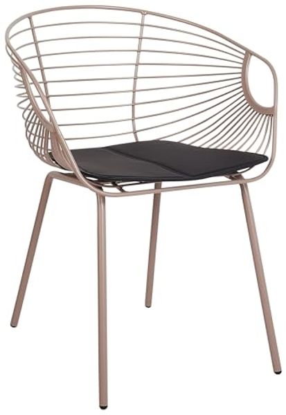 Esszimmerstuhl 2er Set HOBACK Metall Beige