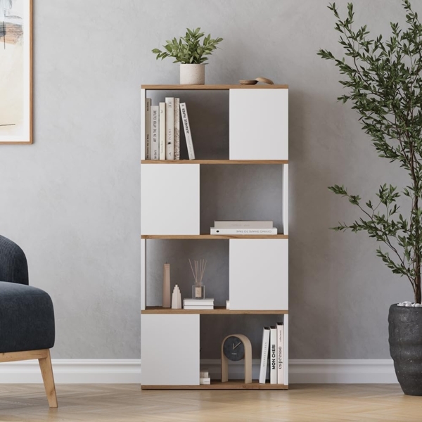 Raumteiler Eneos Weiß/Goldkraft Eiche 60 x 124.5 cm Vicco Bild 5