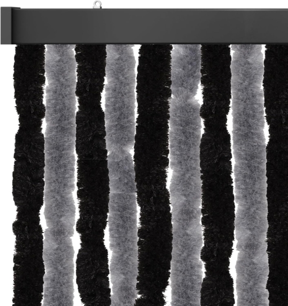 Flauschvorhang 120x220 Unistreifen anthrazit - schwarz