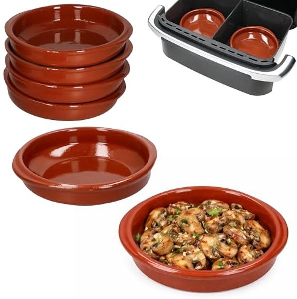 MamboCat Auflaufform MamboCat 6er Set Airfryer Tonschalen rund mit Griffen Ø16cm Cazuela, Ton