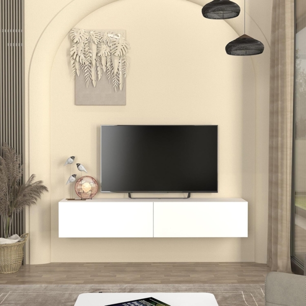 TV-Lowboard hängend Nolven 160 x 32 x 30 cm Weiß [en. casa] Bild 2