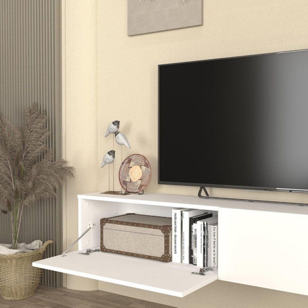 TV-Lowboard hängend Nolven 160 x 32 x 30 cm Weiß [en. casa] Bild 5