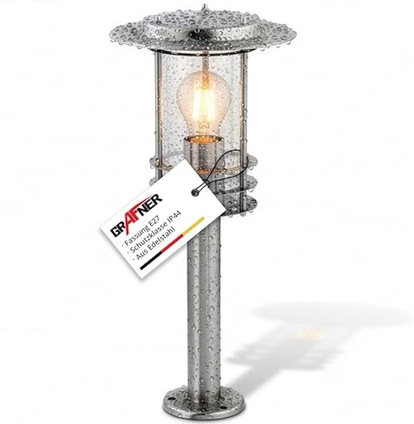 Grafner Gartenleuchte Wegleuchte Edelstahl Gartenlampe 80cm Standleuchte, ohne Leuchtmittel, Wegleuchte