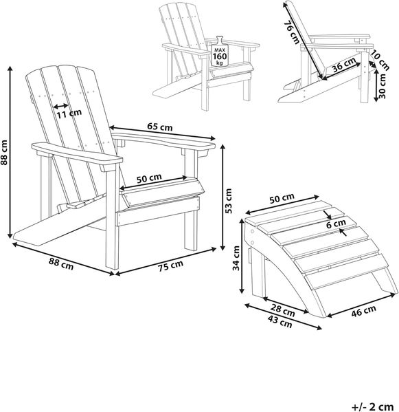 Gartenstuhl ADIRONDACK mit Fußstütze Türkis Bild 3