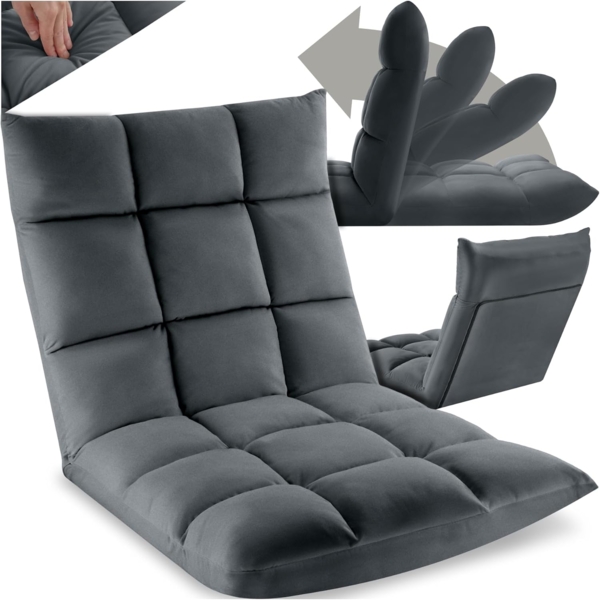 tectake Relaxsessel Fernsehsessel Snooze, 2 in 1 Samt, 14-fach verstellbar, 2 in 1 als Sessel oder Liege, gepolstert, mit Samtbezug